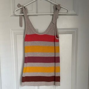 GAP Multicolor Striped Knit Tank Top with tie shoulder straps